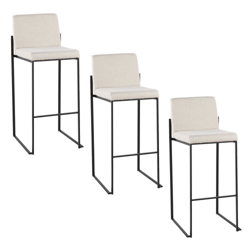 Fuji High Back 30" Fixed-height Barstool - Set Of 3